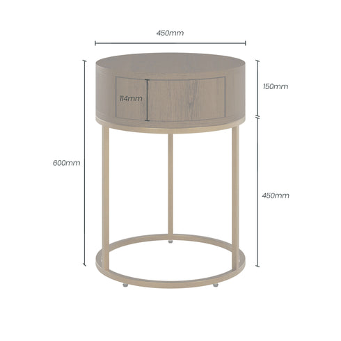 Hampton Round Wooden Bedside – Brown